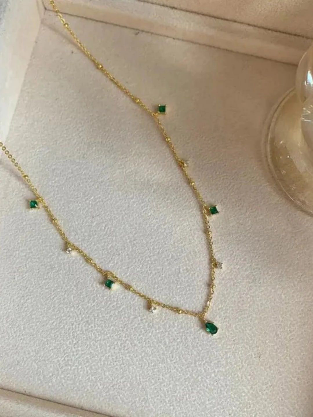 FAB COUTURE Brass Gold-Plated Jade Elegance Necklace