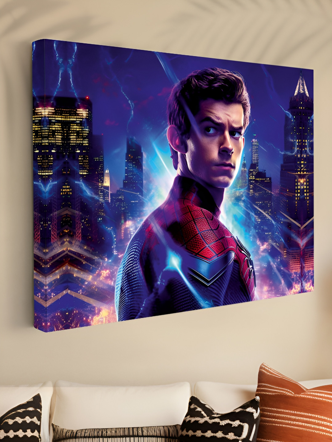 SAF Blue & Purple Superhero Cityscape Canvas Wall Art