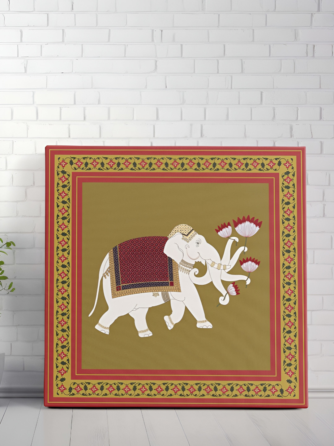 SAF Royal Elephant Canvas Square Paintings Wall Art-20 x 20In