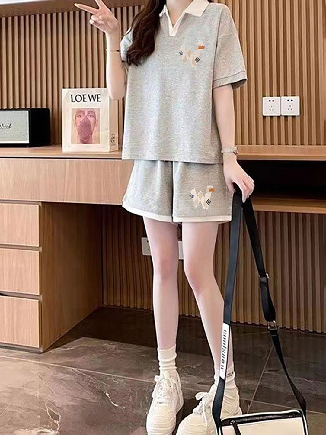 JC Mode Printed Polo Colla T-Shirt & Shorts Co-Ords