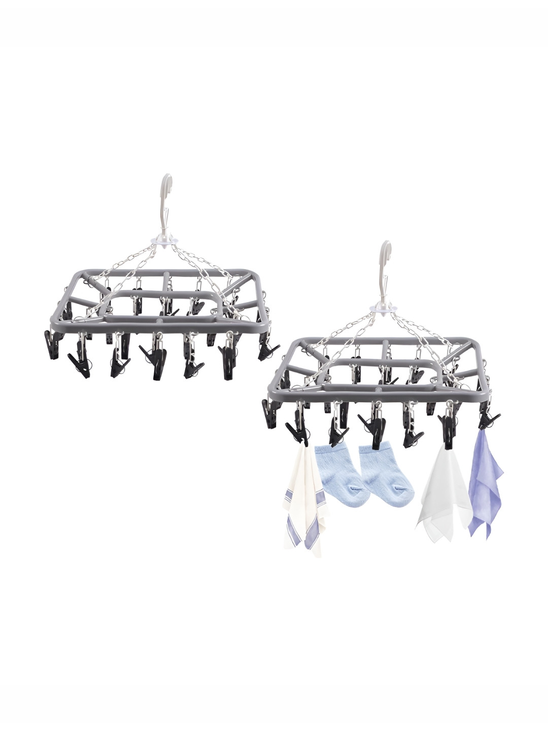 Aura 2-Pcs Grey & Black Coloured Clothes Hanger