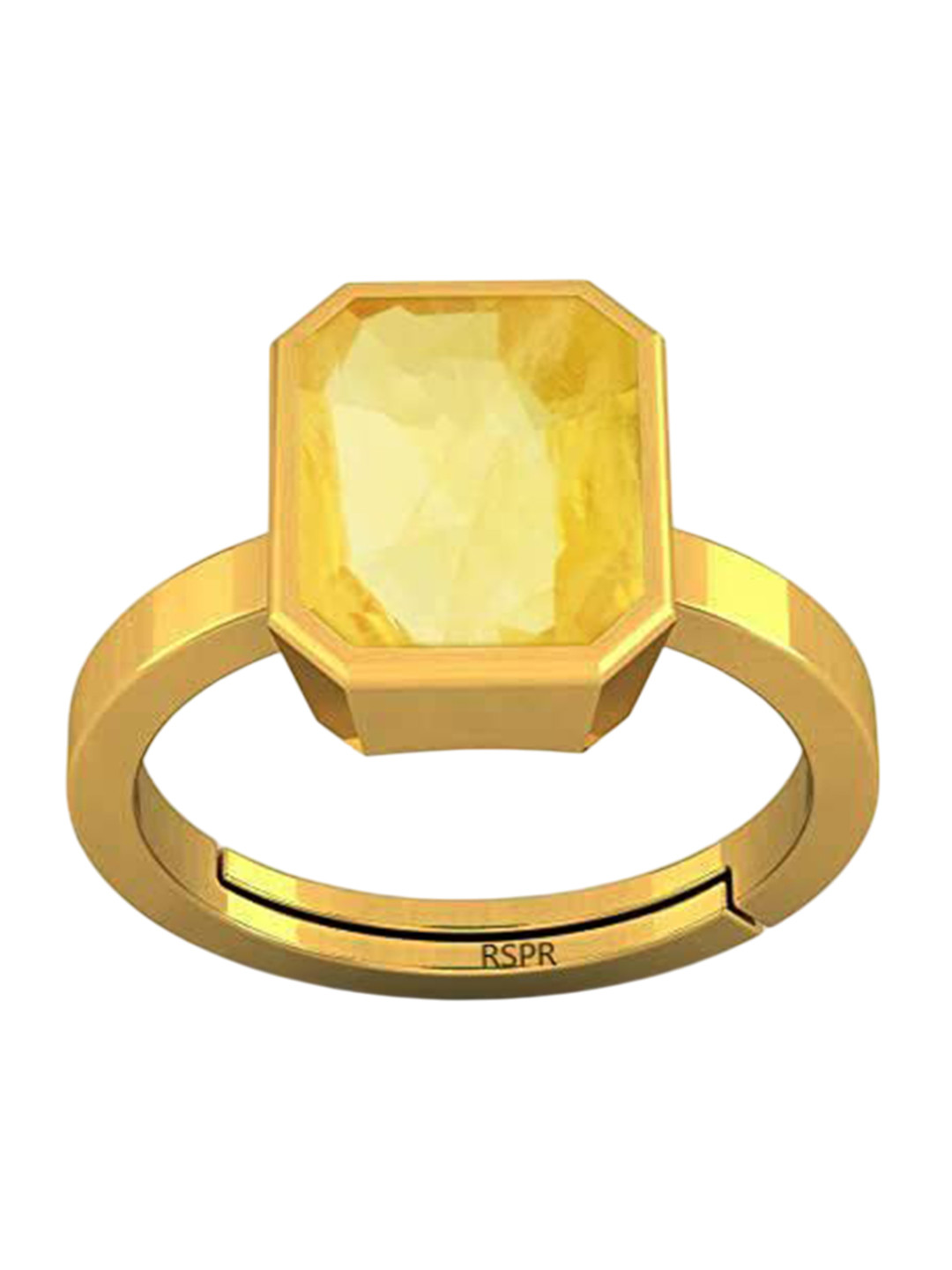 RSPR 9.25 Ratti 8.60 Carat Natural Pukhraj Sapphire-Studded Finger Ring