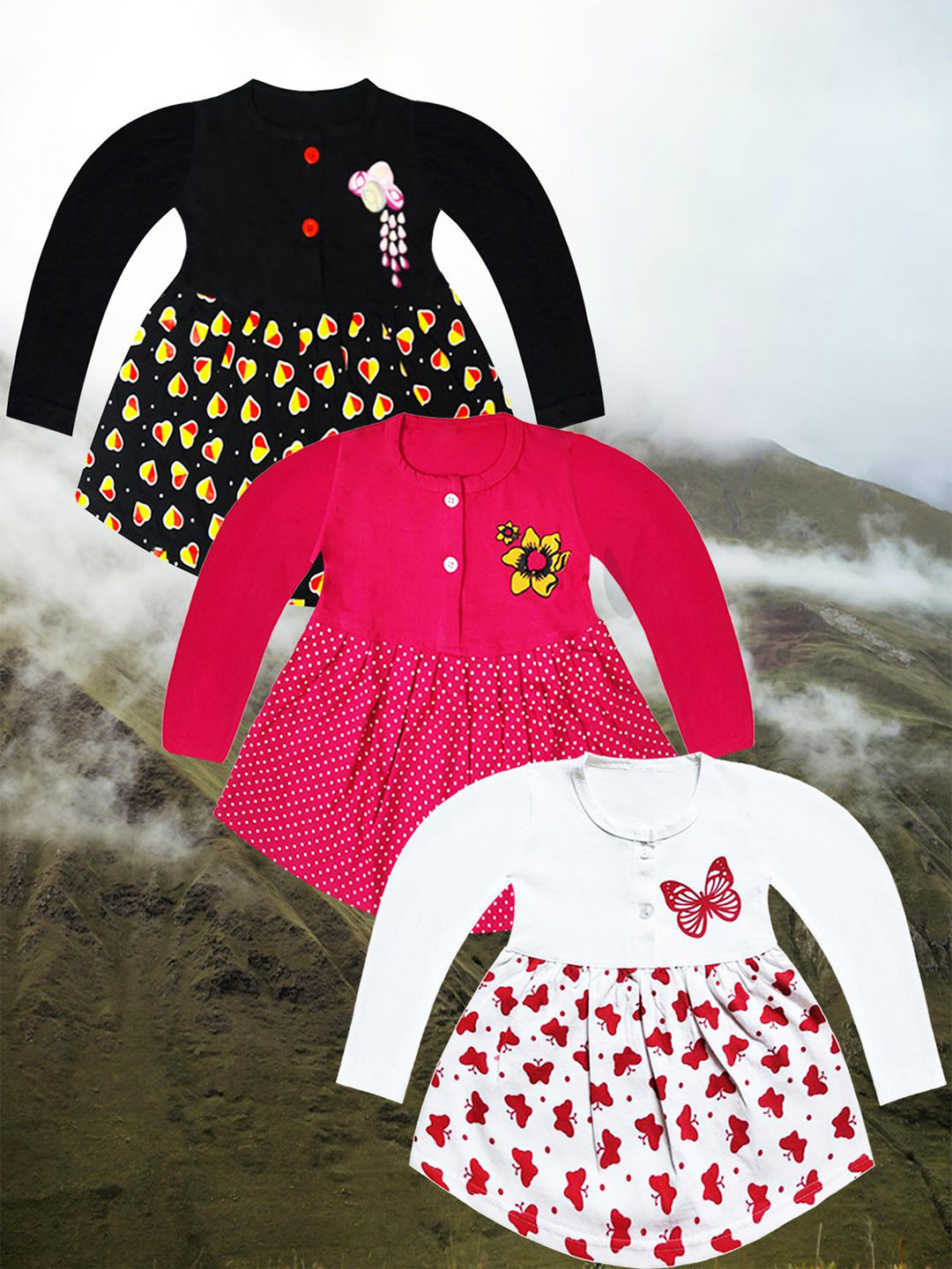 KidzzCart Girsl Polka Dot Print Fit & Flare Knee Length Dress