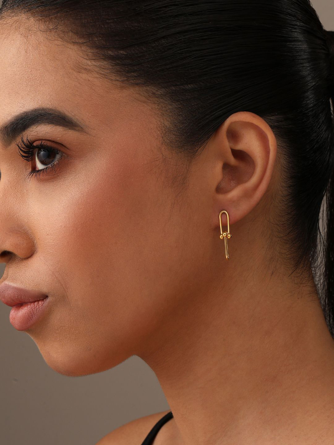 LeCalla Sterling Silver Gold-plated Paperclip Pinball Linked Contemporary Drop Earrings
