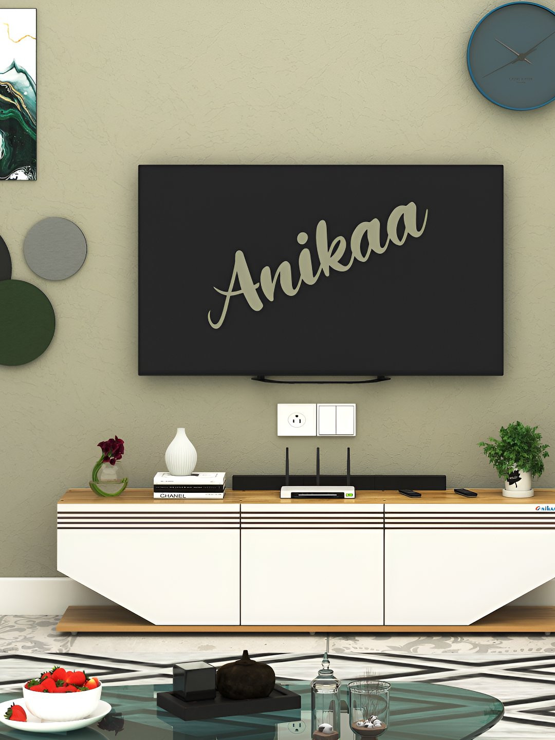 ANIKAA Brown Particle Wood Velora Floor Standing TV Entertainment Unit