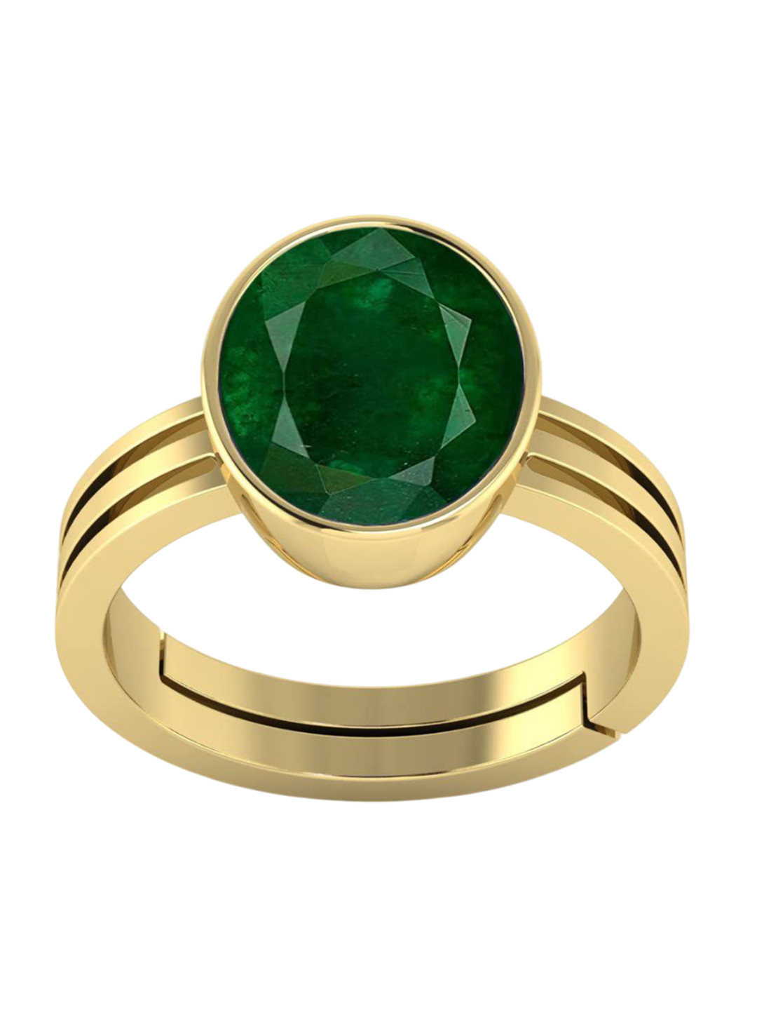 RSPR 5.25 Ratti 4.62 Carat Emerald Panna Gemstone-Studded Adjustable Finger Ring
