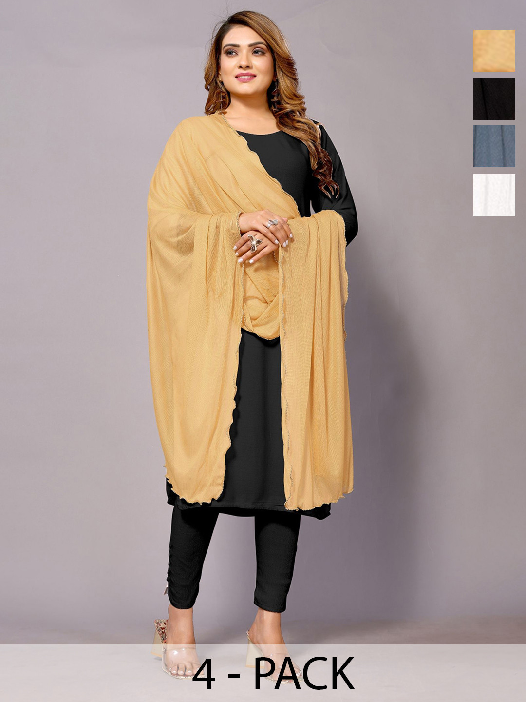 Moda Rapido Selection Of 4 Beads & Stones Dupattas