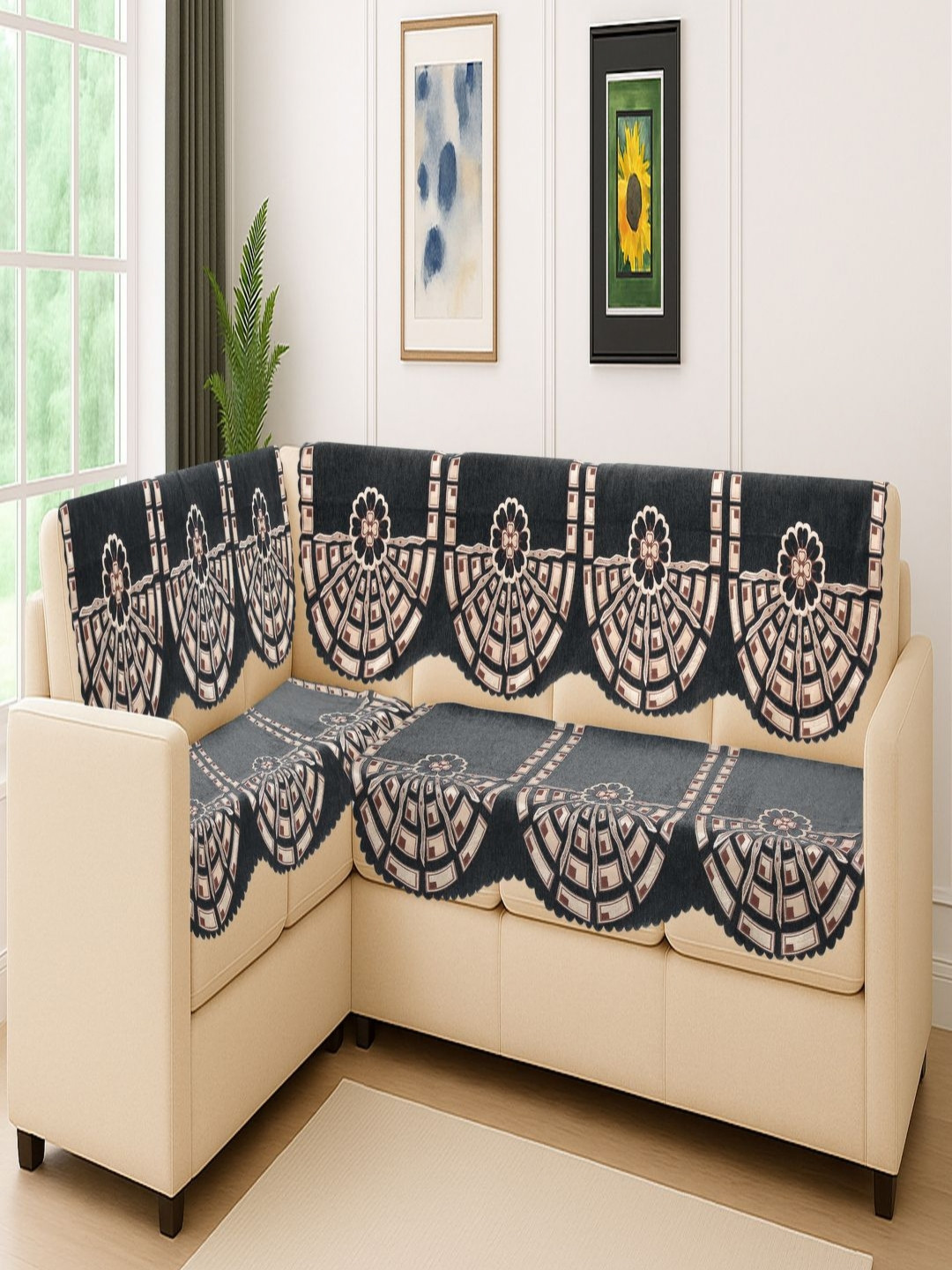 Fashion Throw Printed Jacquard 4 Piece Sofa Cover