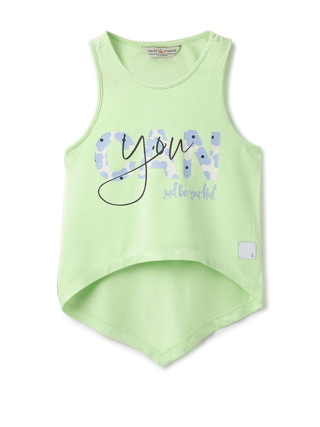 TALES & STORIES Typography Printed Crop Tank Top