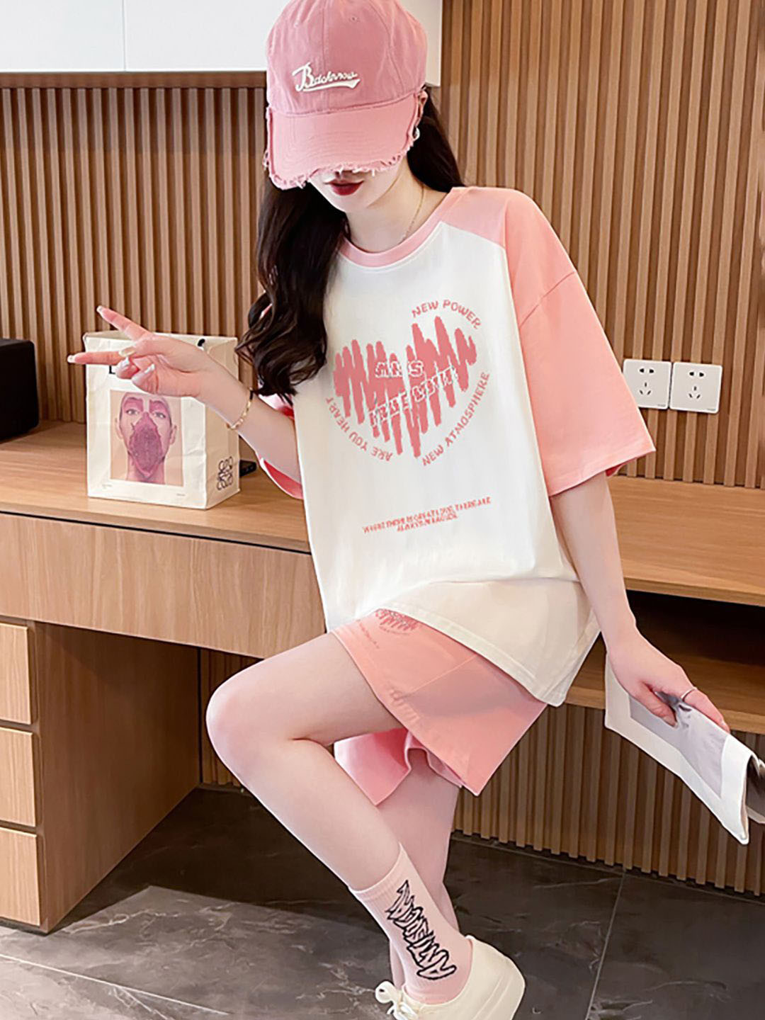 JC Mode Printed Round Collar T-Shirt With Shorts Co-Ords