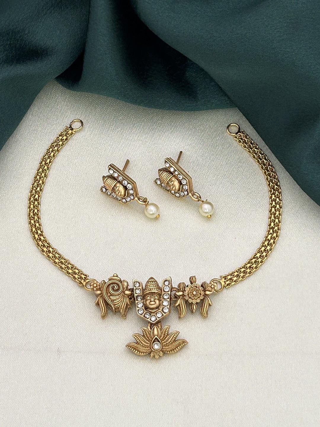 Rangrozo Jewellery Gold-Plated Stones Studded Jewellery Set