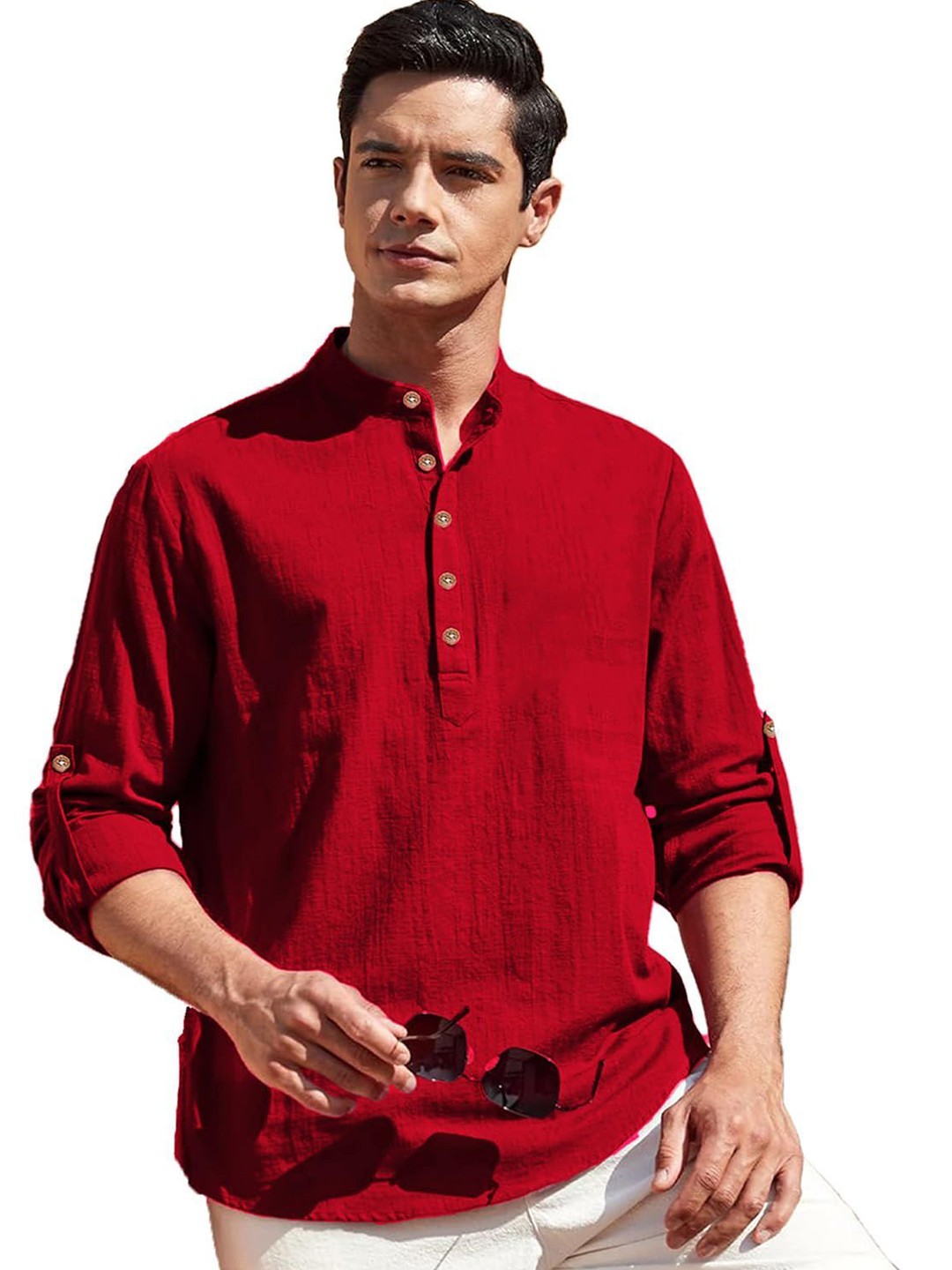 APEKTRA Men Mandarin collar Short Kurta