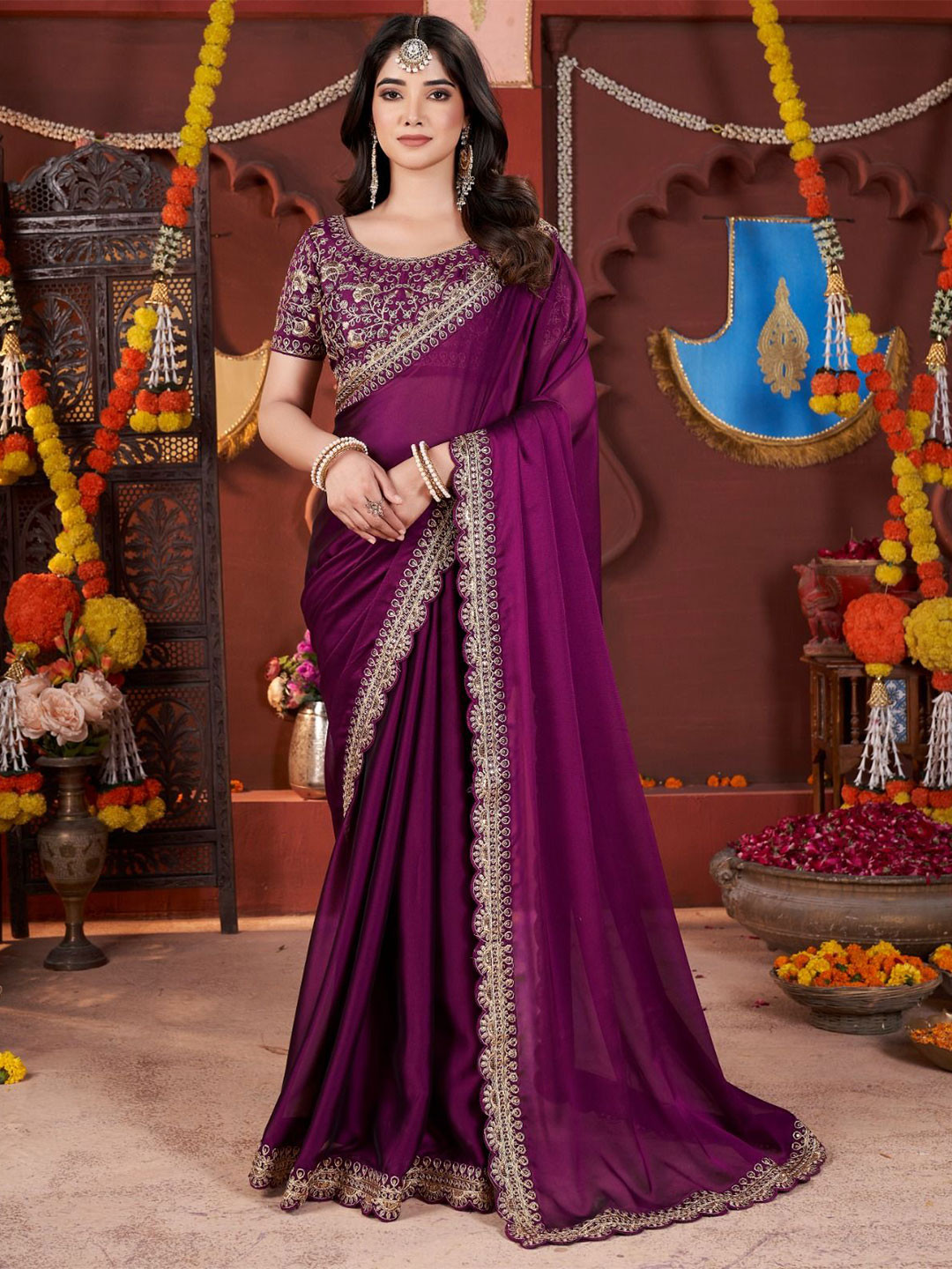 DHARMEE Embroidered Sequinned Saree