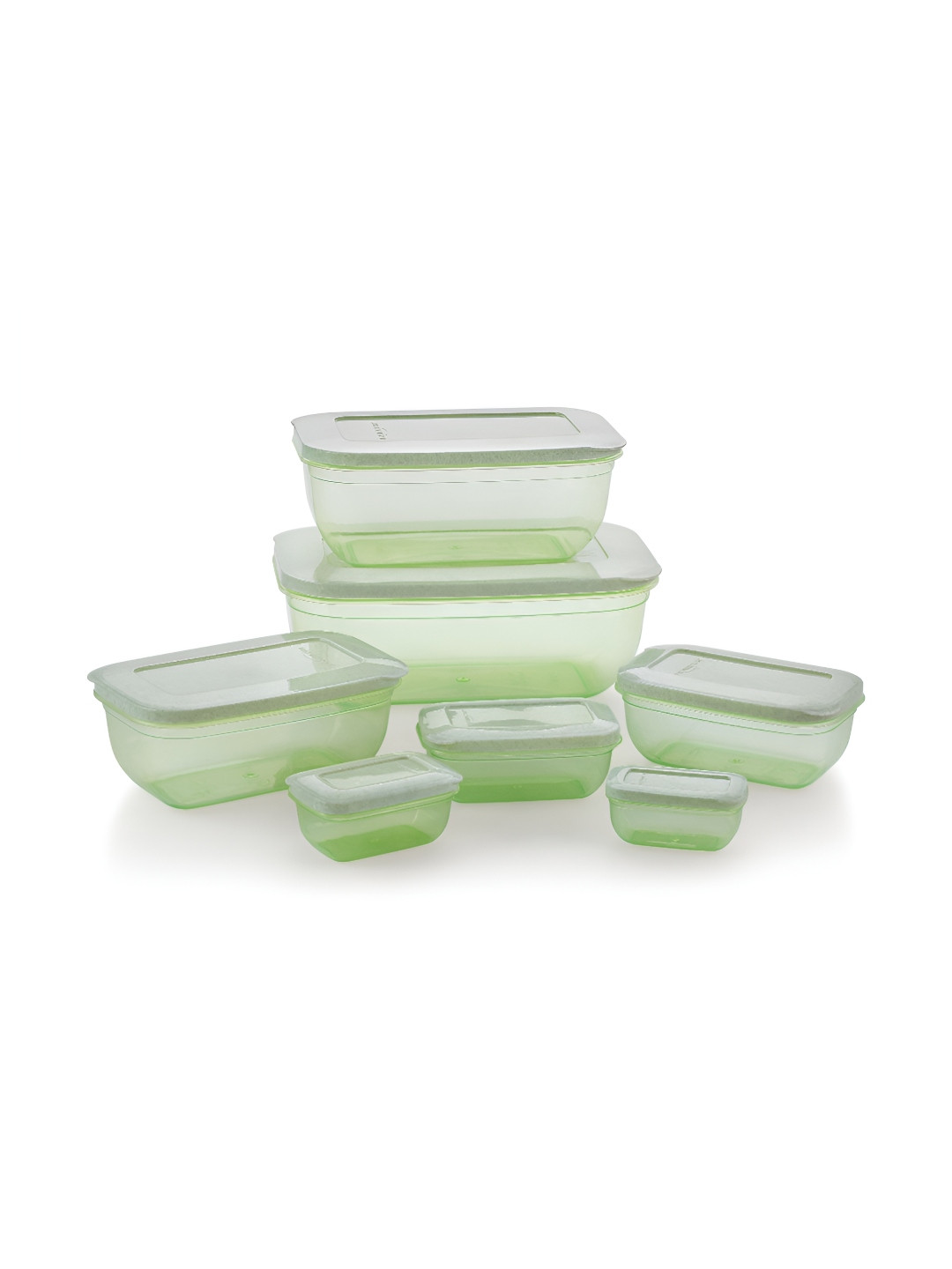 Matvizo Green Plastic Dishwasher Safe 7 Piece Flip Top Fridge Container