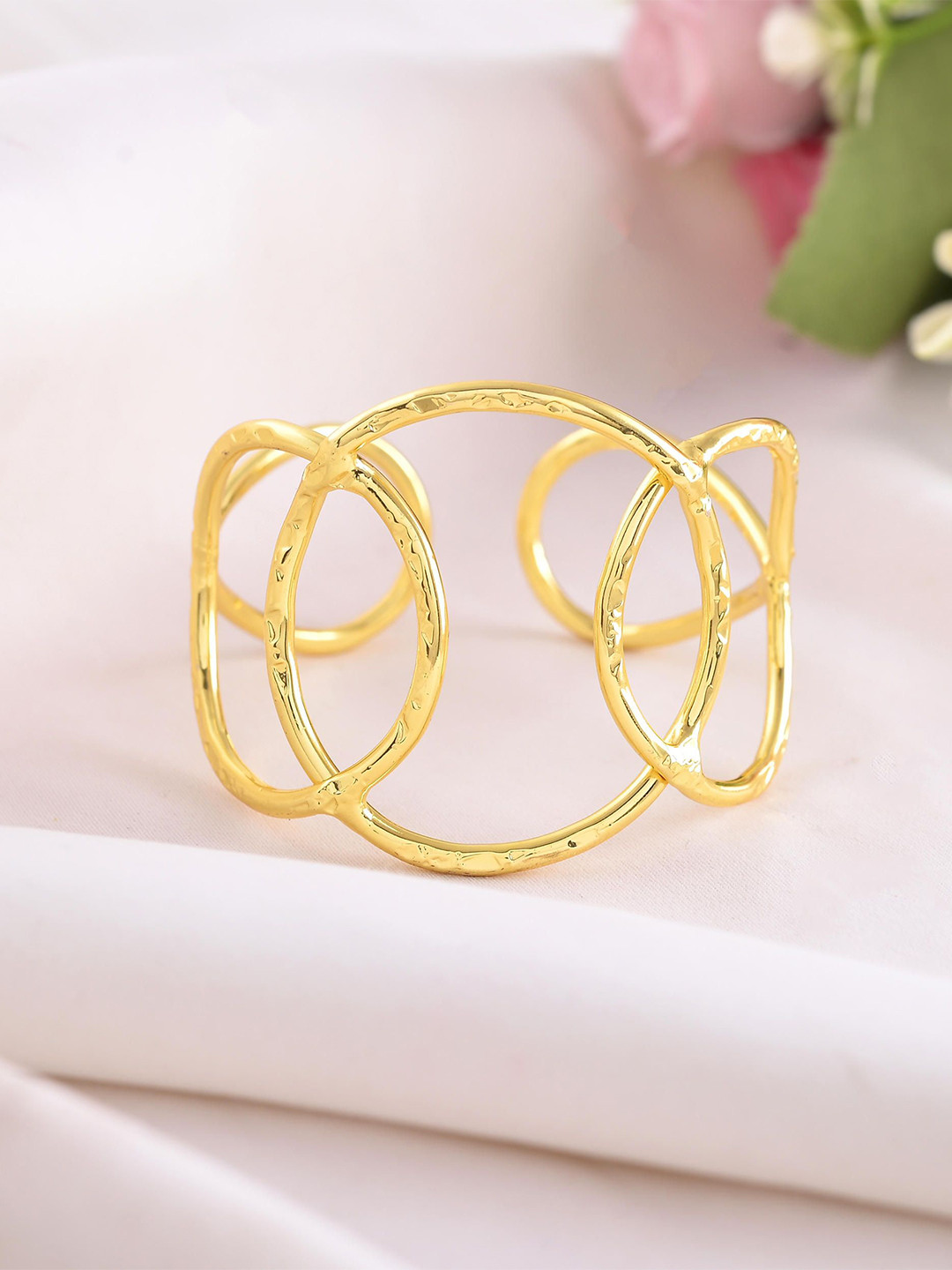 VOJ Gold-Plated Anti Tarnish Classic Cuff Bracelet