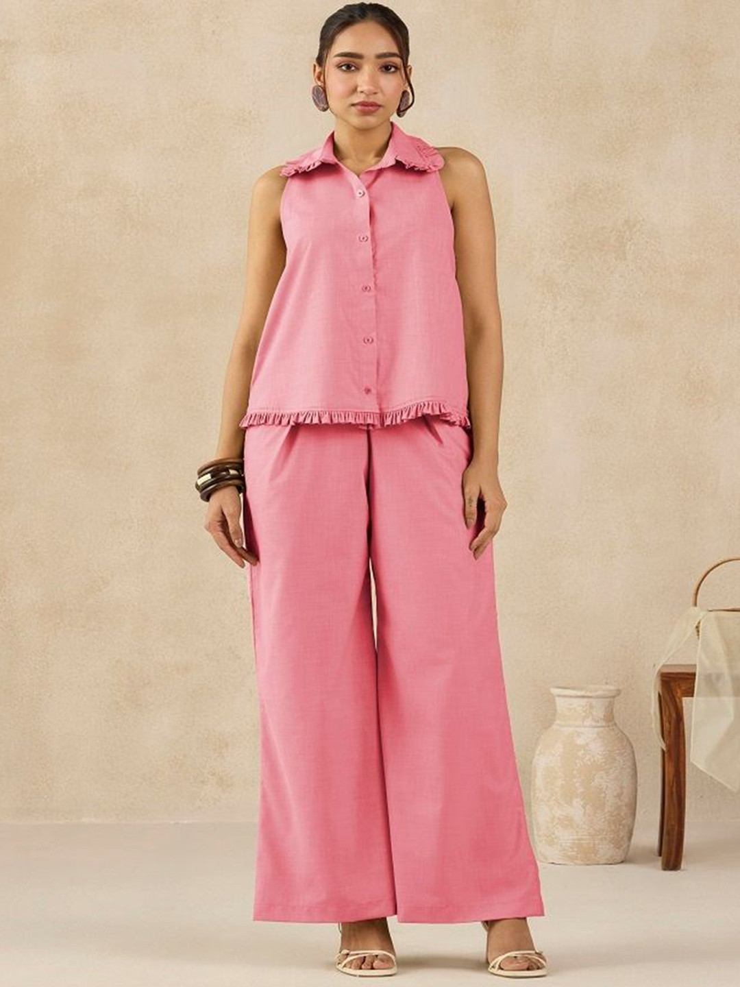 SIL SILA Women Pink Sydney Shirt With Trousers Co-Ords