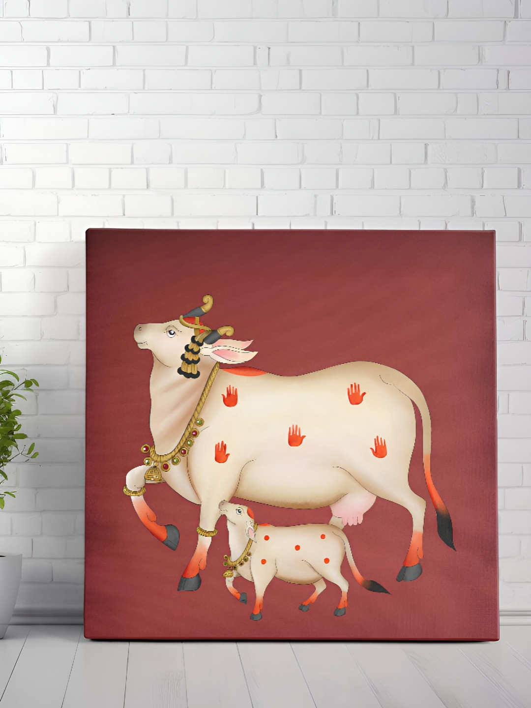 SAF Red & White Sacred Cow & Calf Canvas Wall Art