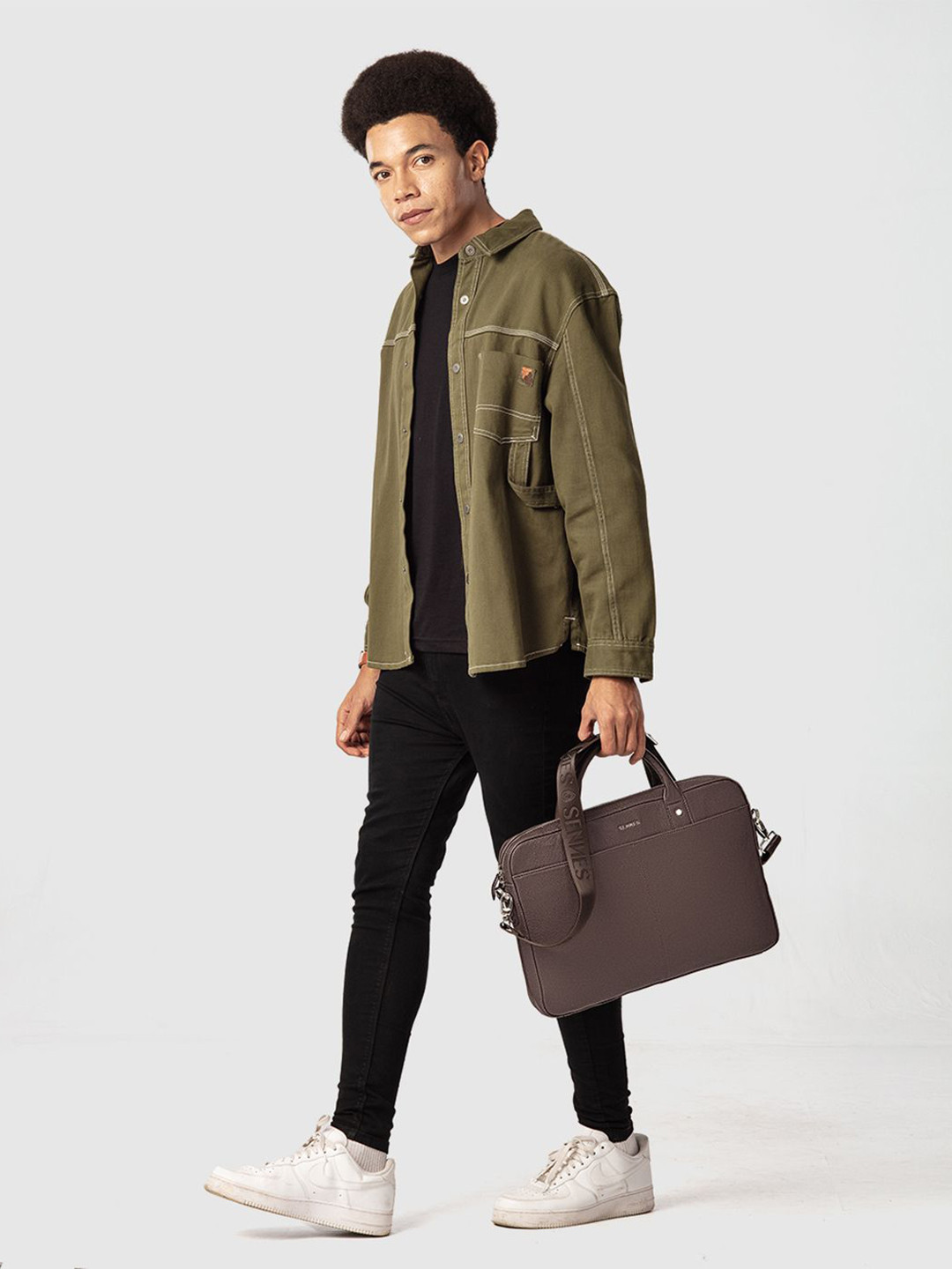 SENNES Men Signorile Textured Leather Laptop Bag