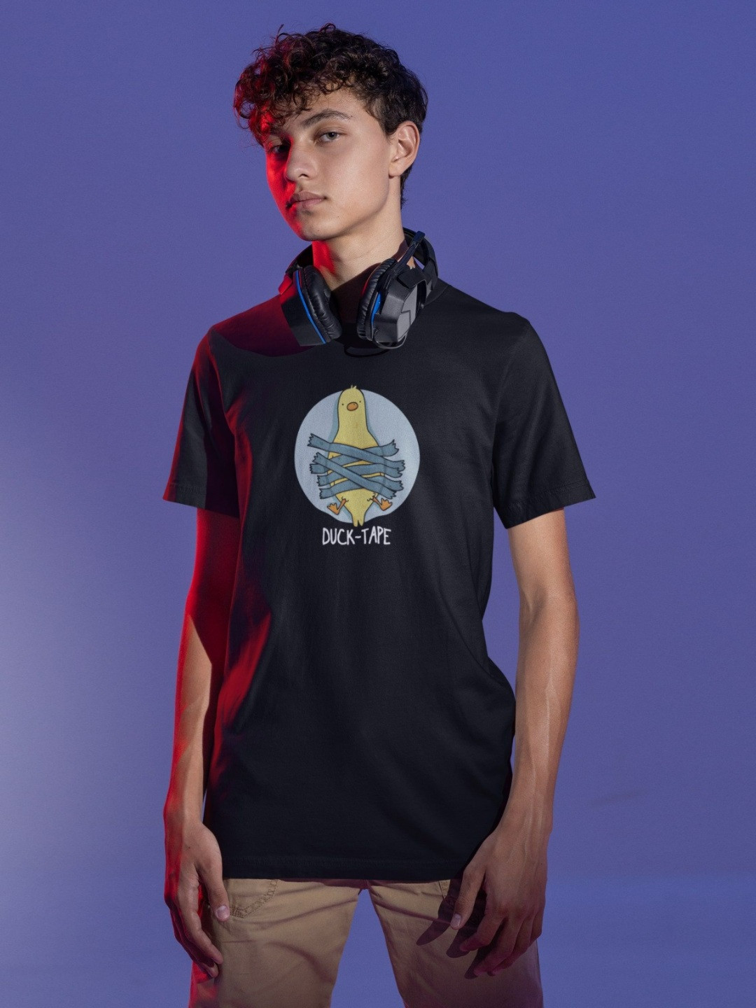 Stitchmeashirt Duck Tape Printed Round Neck Cotton T-shirt