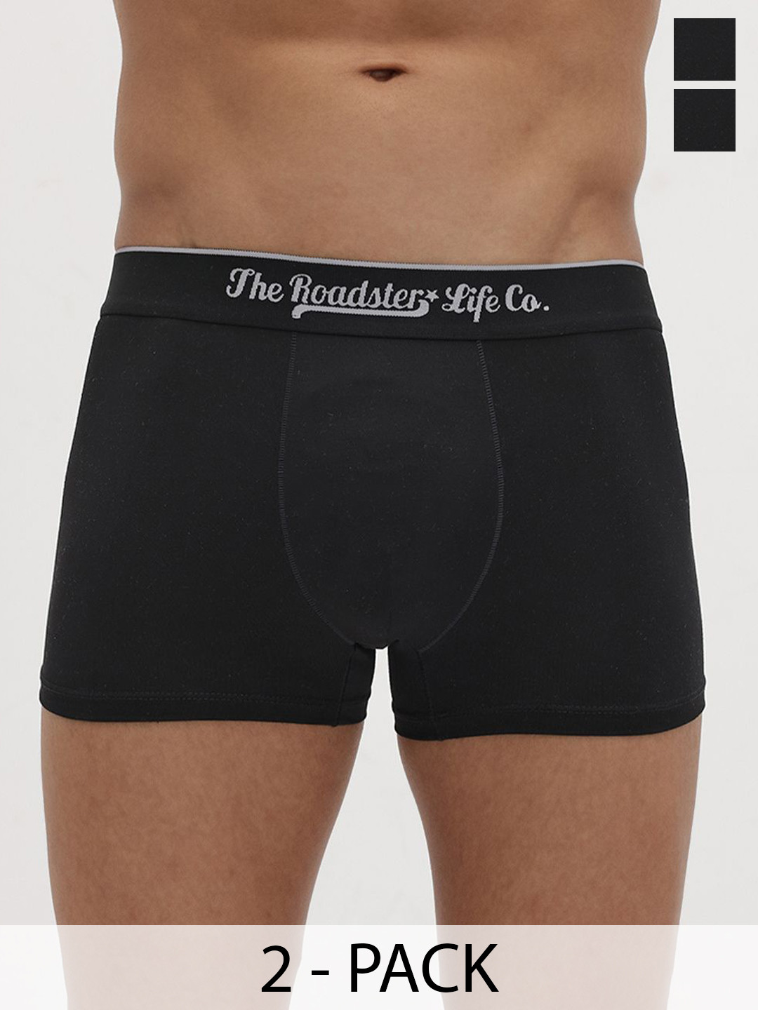 The Roadster Lifestyle Co Pack Of 2 Stretchable Trunks PACK OF 2-RTO-PV-Solid-Black-S