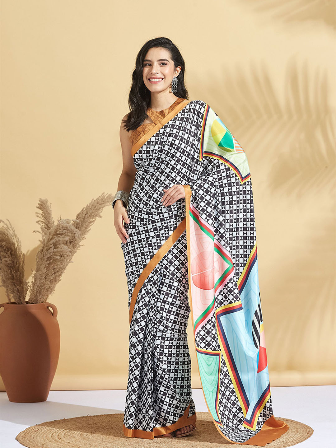 RACHNA Printed Ready to Wear Block Print Saree