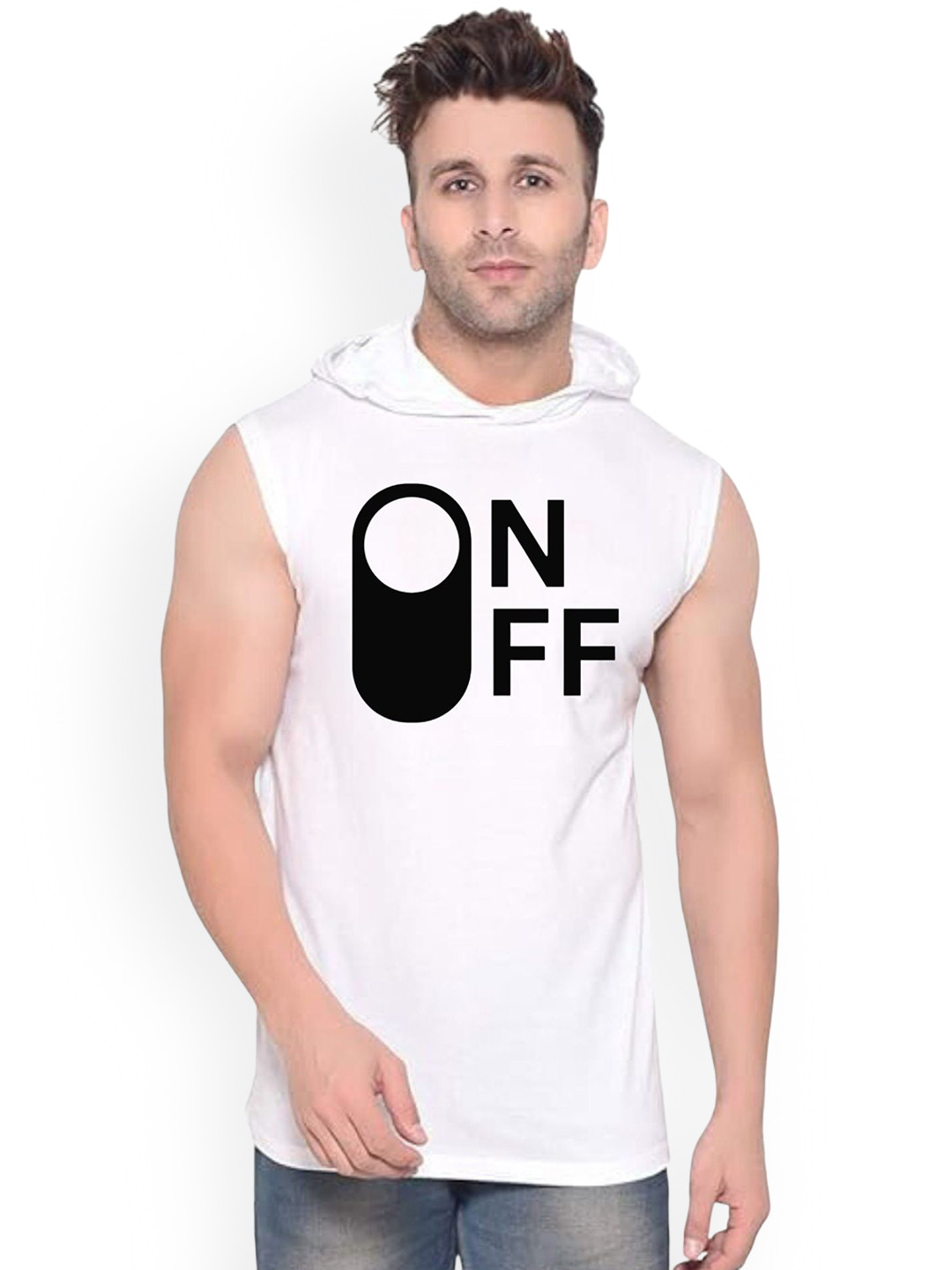 FABSTIEVE ON OFF Printed Gym Vest vk t-050_Print-219_gym_vest White M