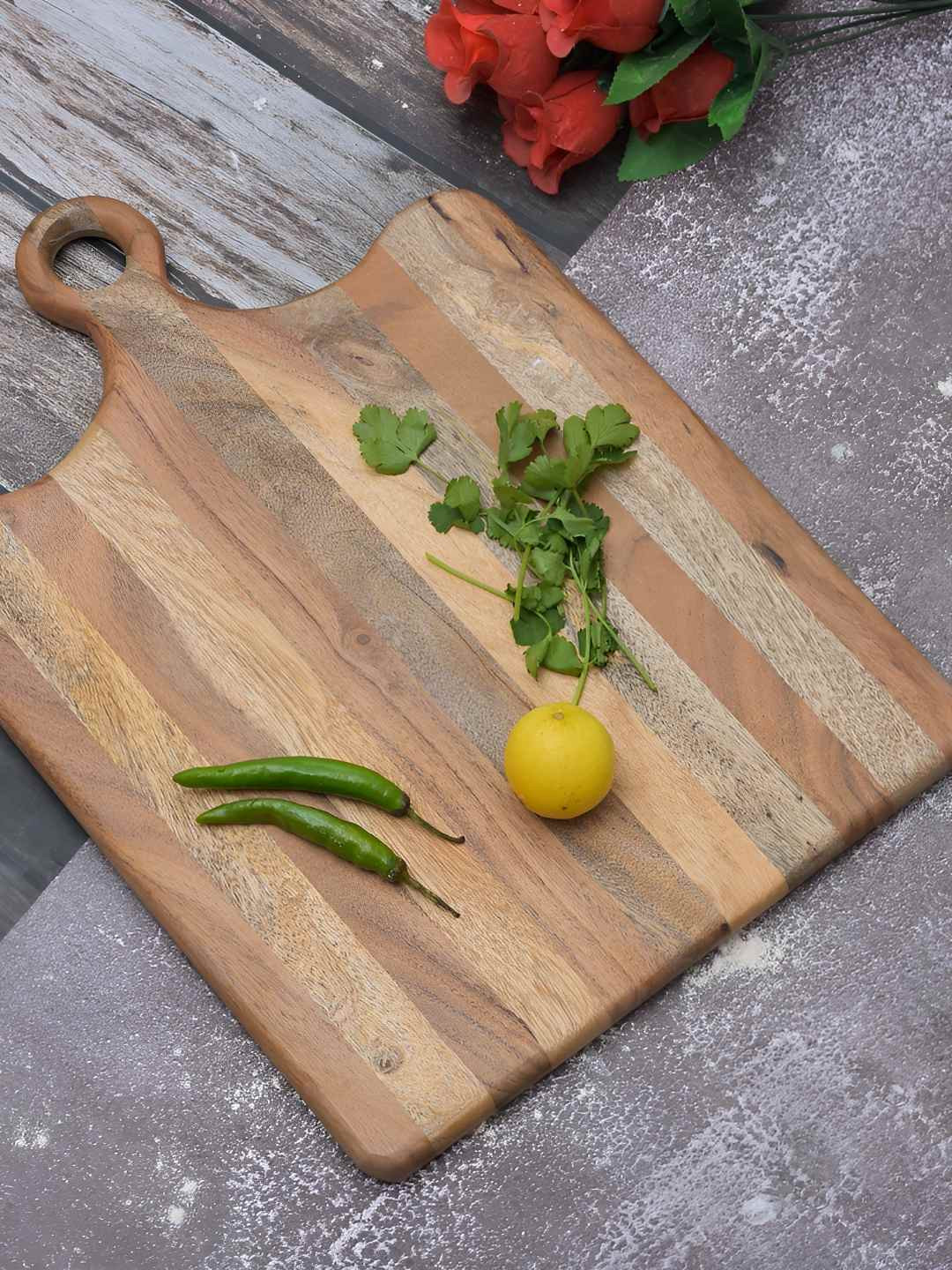 Myntra Elegant Homes Brown Graned Wooden Chopping Board