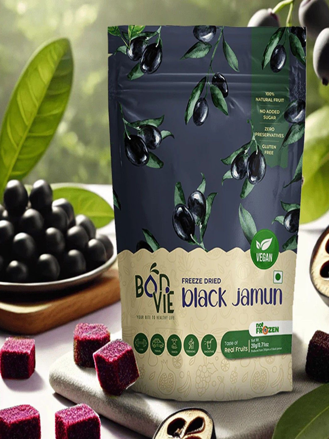 Bonvie Pack Of 8 Mango, Jamun, Chikoo, Banana, Kiwi & Pineapple Fruit Snacks - 20 g Each