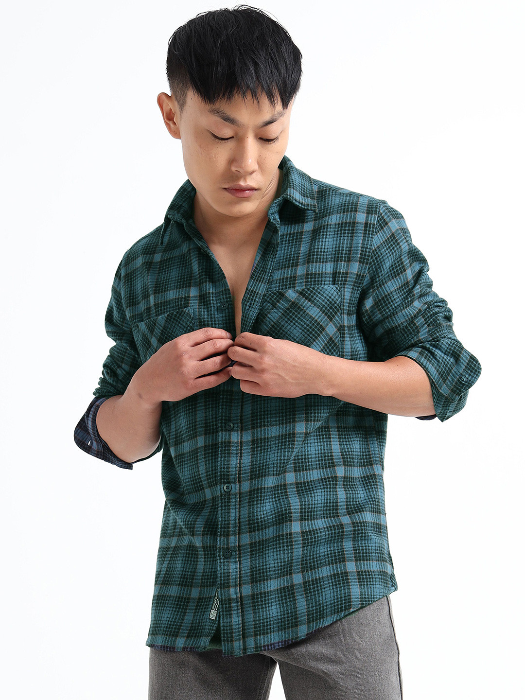 SILISOUL Classic Tartan Checked Pure Cotton Casual Shirt