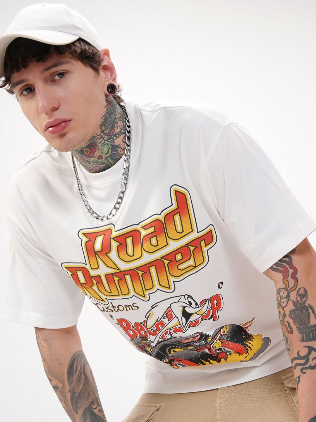 HIGHLANDER Graphic Printed Looney Tunes Round Neck Relaxed Fit T-shirt