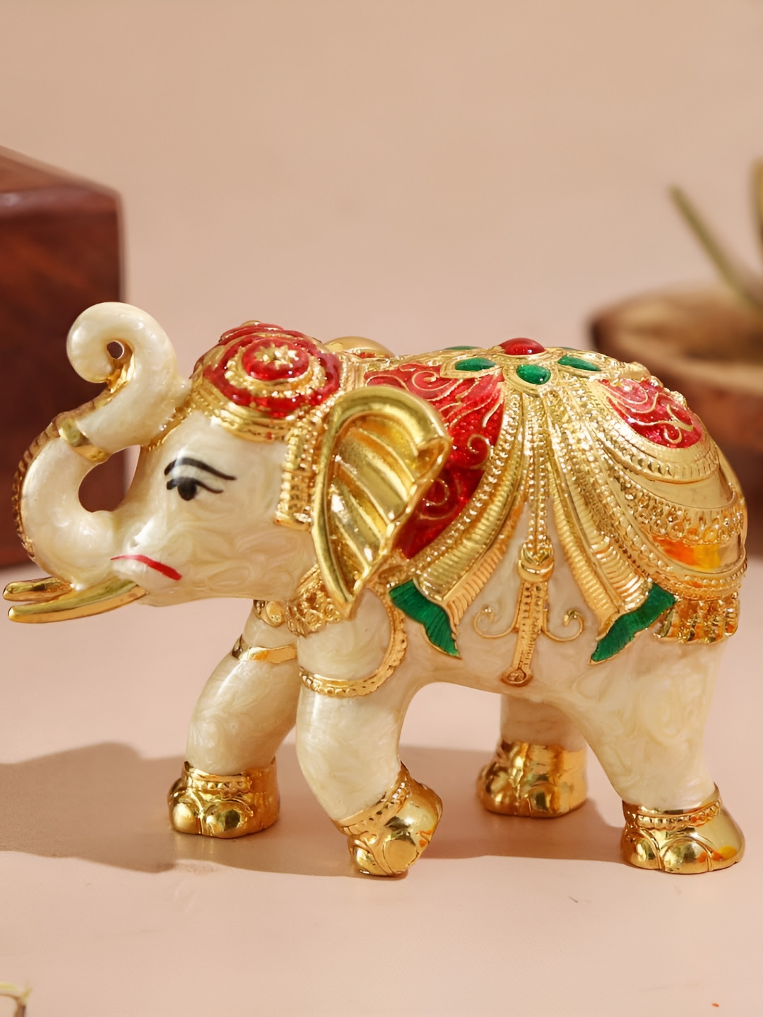 The Spiritual Living Elephant Gold Stone Natural Living Room Small Showpiece -