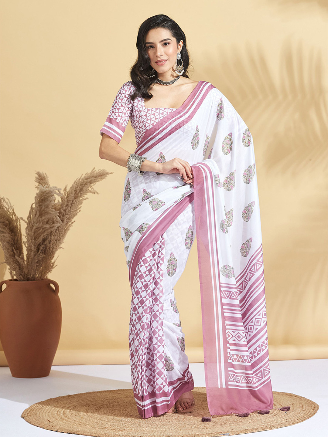 RACHNA Floral Ready to Wear Floral Ikat Saree