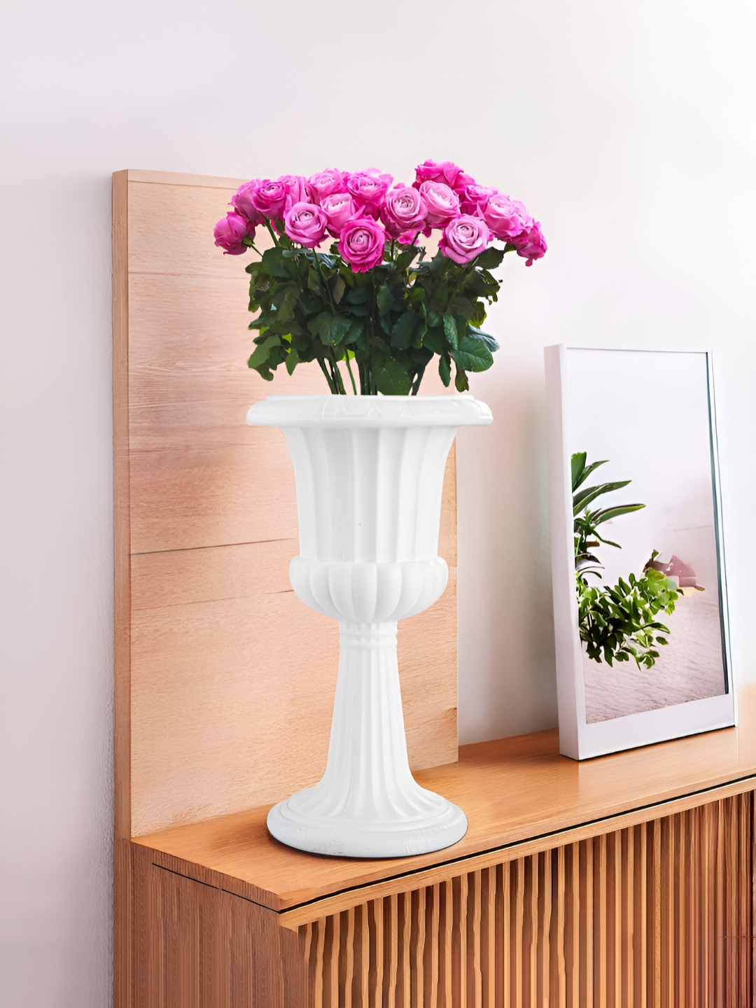 Myntra Elegant Homes White Poly Fiber Flower Vase