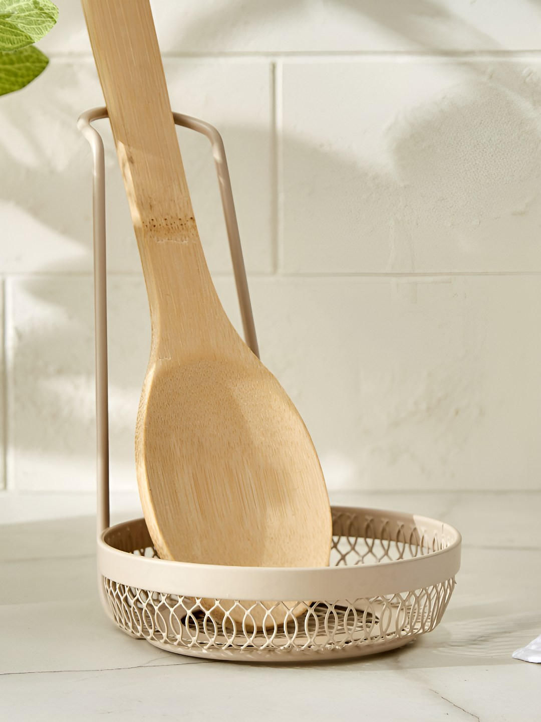 Home Centre Cream-Coloured Chefs Pride Allure Metal Spoon Rest