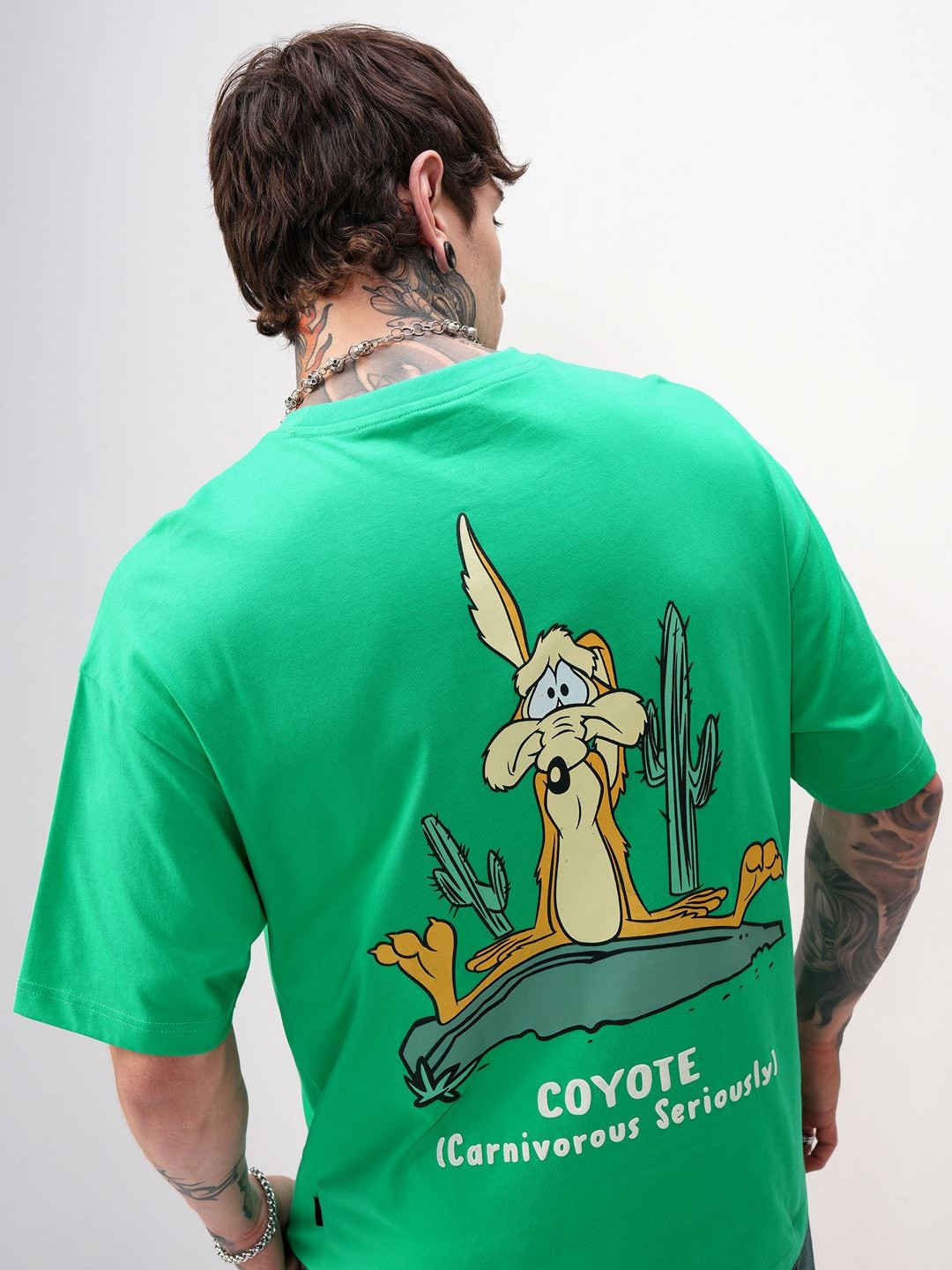 HIGHLANDER Graphic Printed Looney Tunes Round Neck Cotton Relaxed Fit T-shirt
