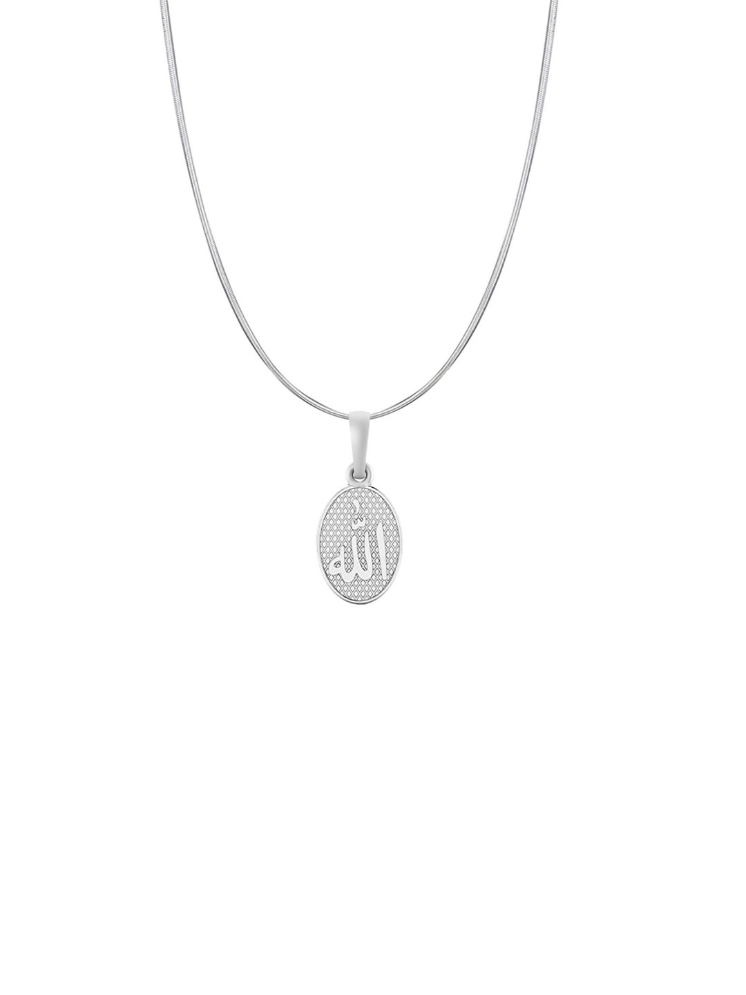 AKSHAT SAPPHIRE 92.5 Sterling Silver Oval Shaped Allah Pendant With Snake Chain