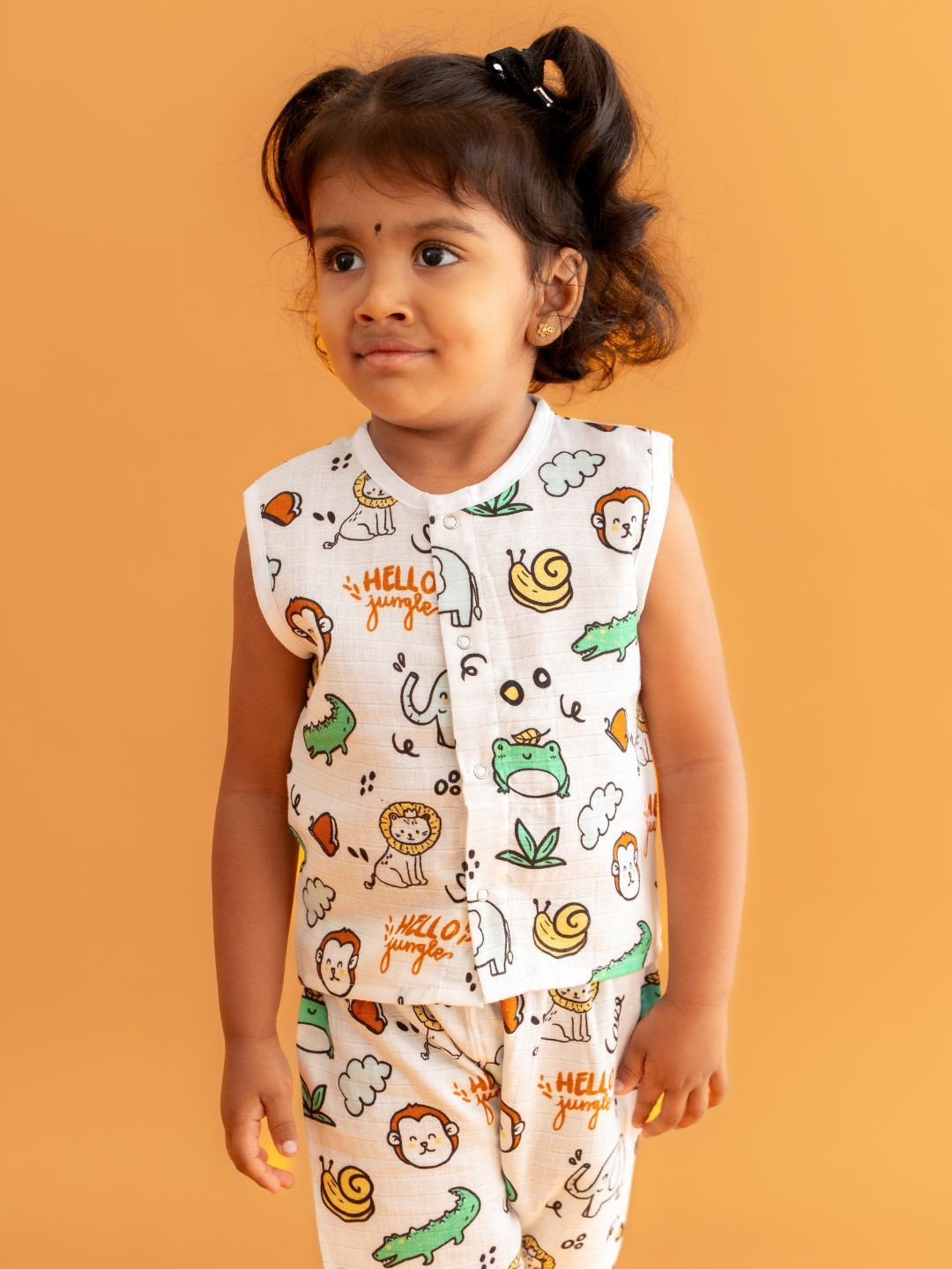A Toddler Thing Hello Jungle Kids Printed Muslin Jablas With Shorts