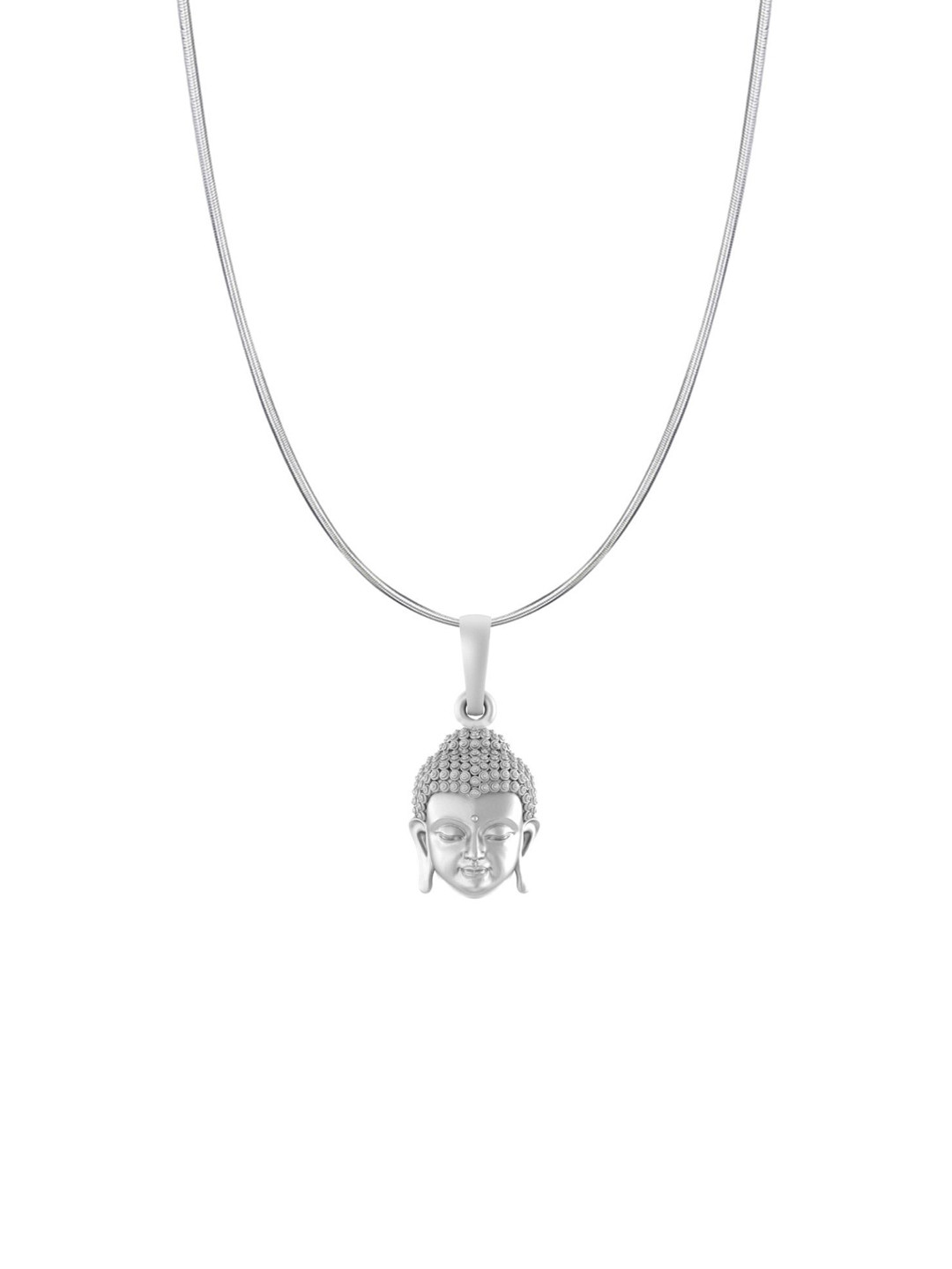AKSHAT SAPPHIRE 92.5 Sterling Silver Contemporary Buddha Pendant with Snake Chain
