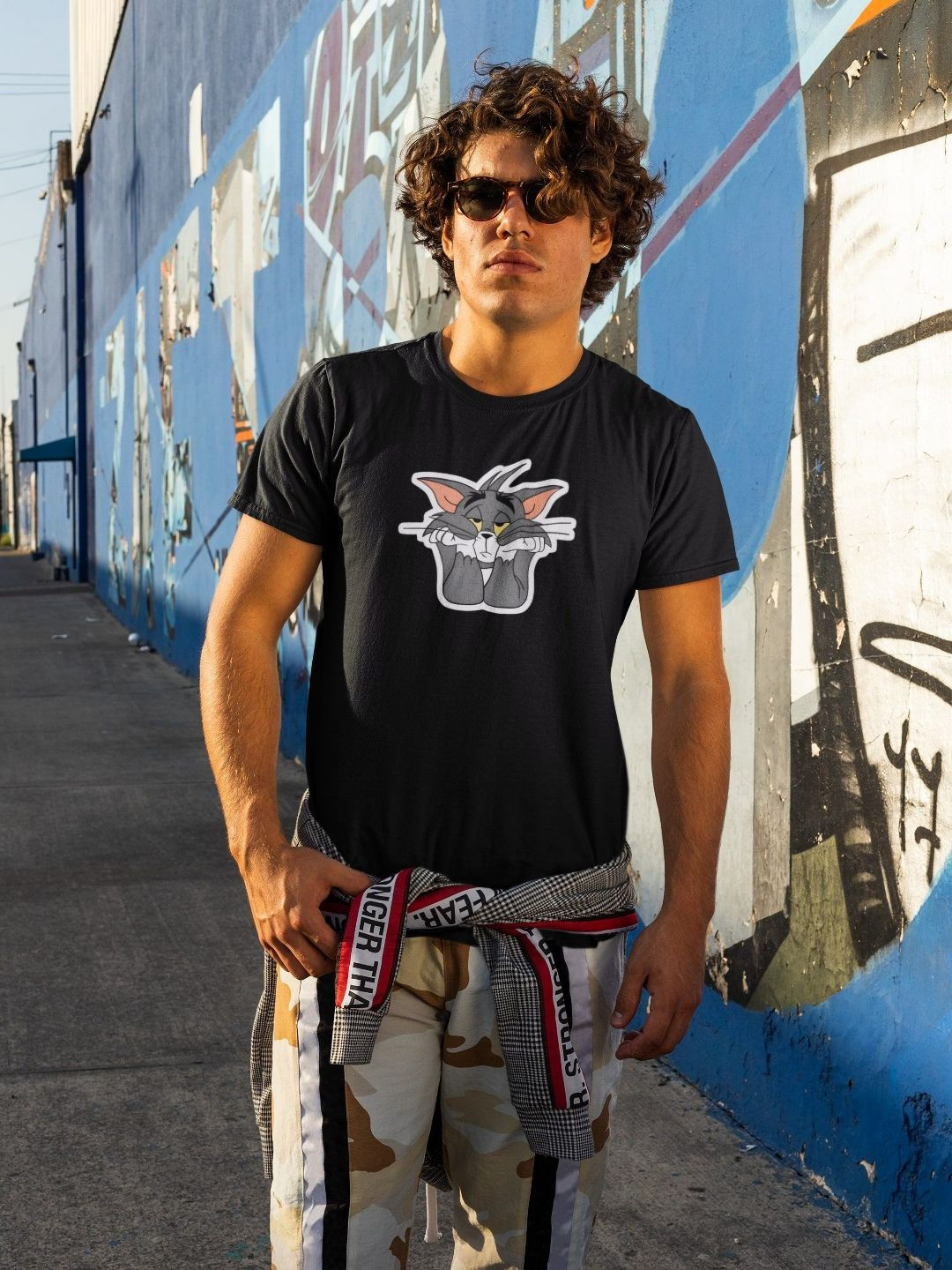 Stitchmeashirt Sad Tom Printed Round Neck Cotton T-shirt