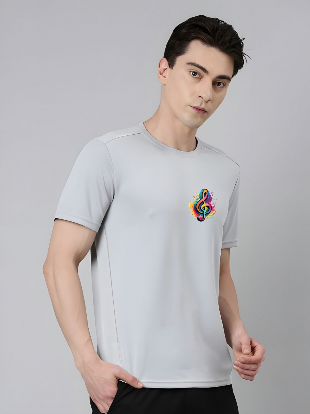 CASUALBUD Music Printed Round Neck Short Sleeves Regular Fit Cricket T-shirt