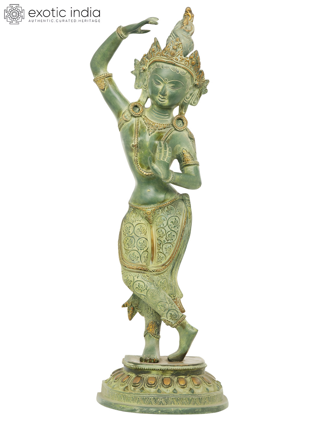 Exotic India Handmade Green Buddha Idol Showpiece