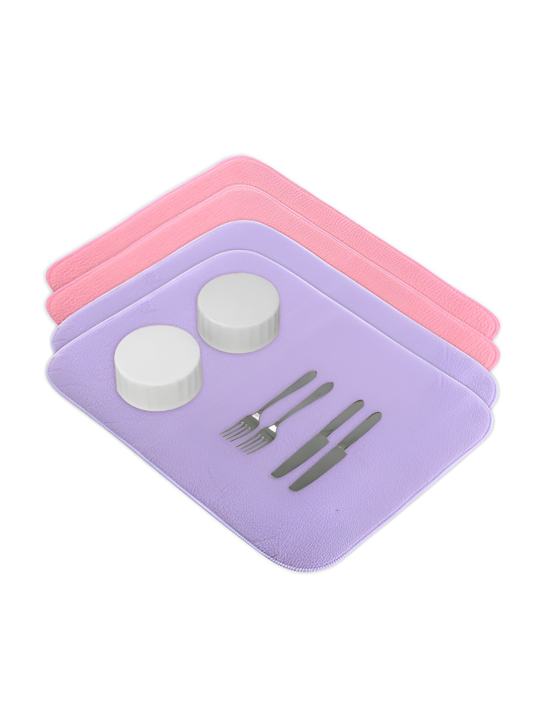 Aura 4-Pcs Purple & Pink Floor Mats & Dhurries