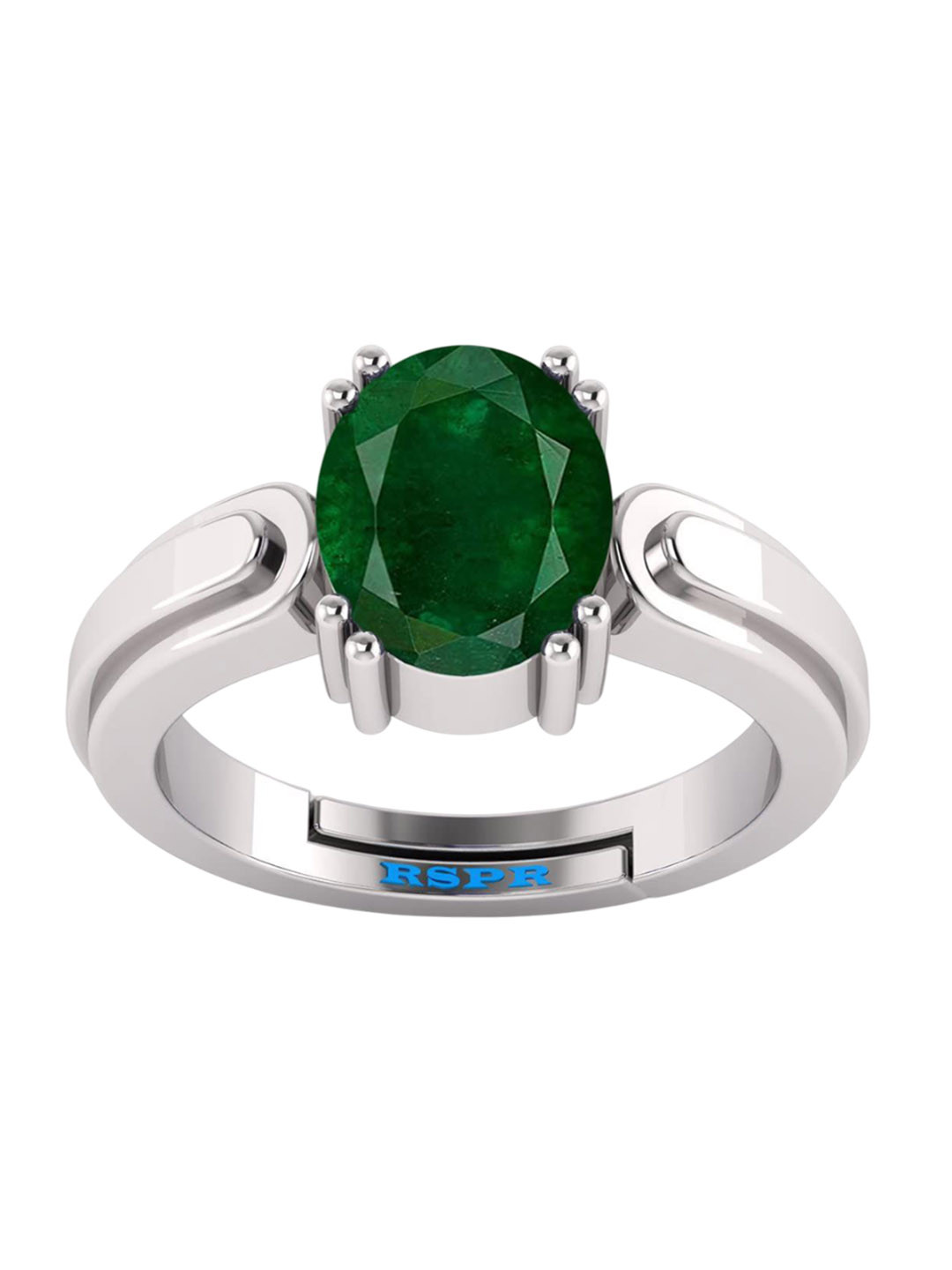 RSPR 14.25 Ratti 13.62 Carat Emerald Panna Gemstone Stone-Studded Adjustable Finger Ring