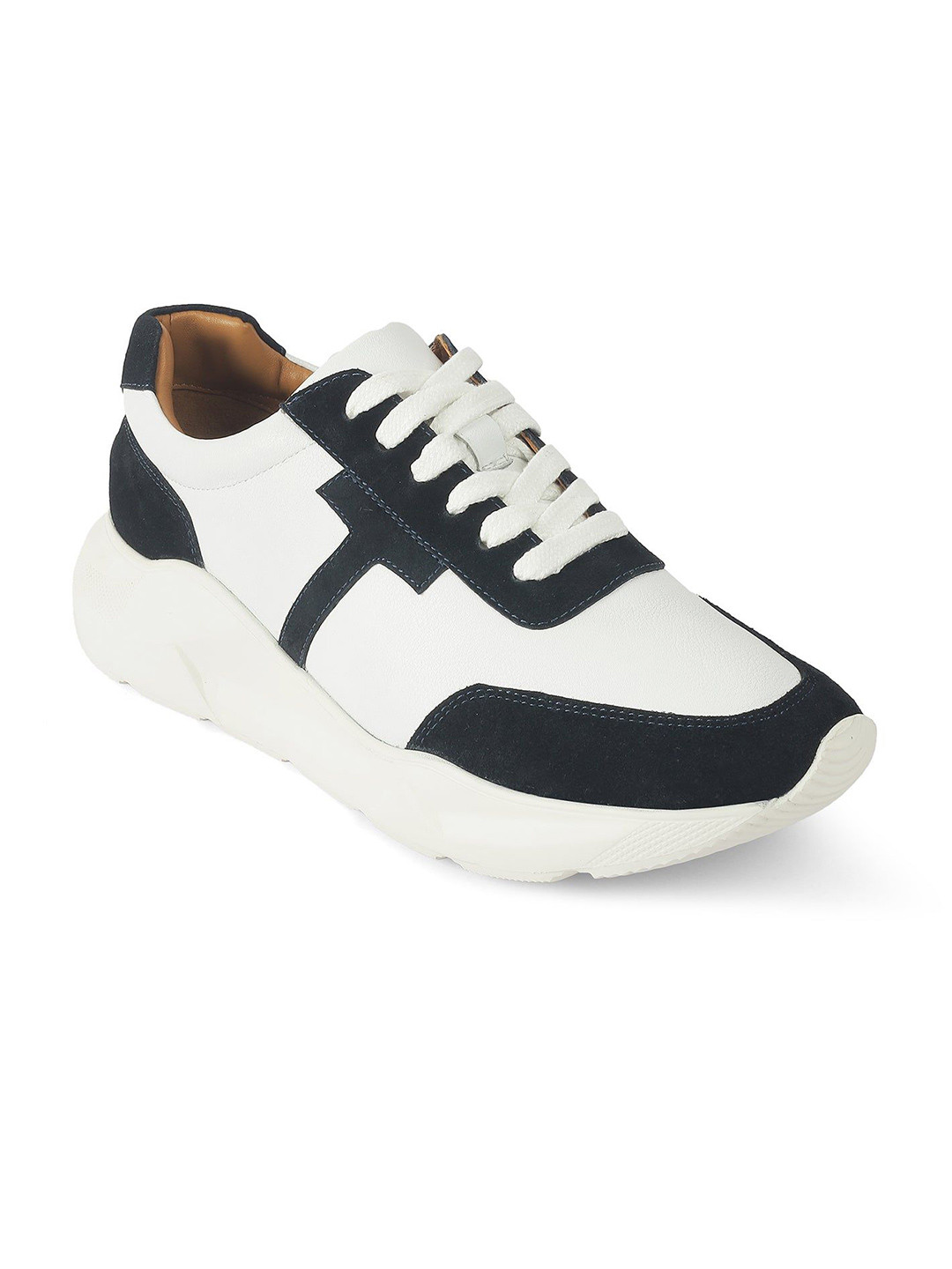 Tresmode Rolan White Men Leather Round Toe Lace-Ups Sneakers