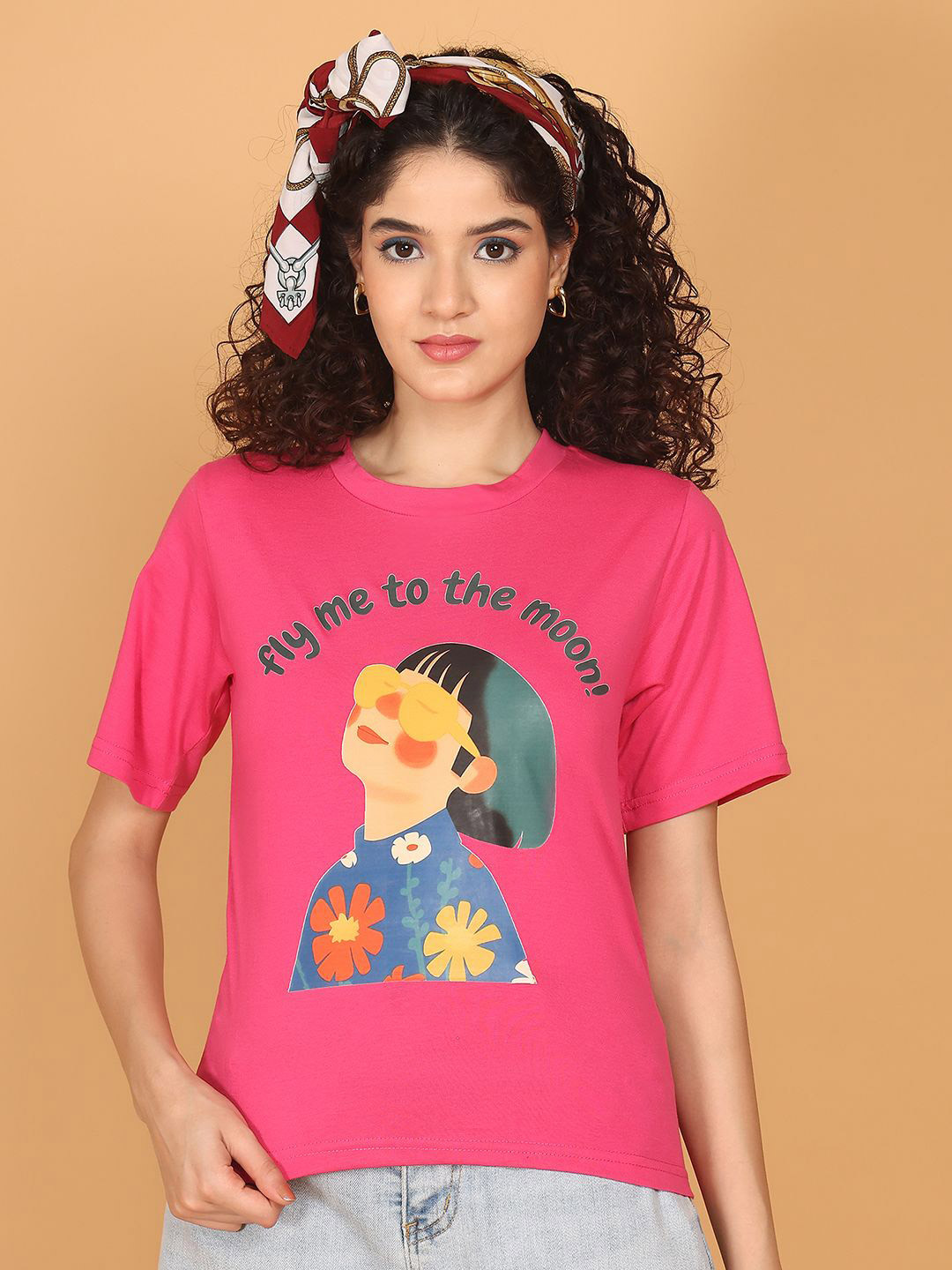 JAKANARY Women Self Design Print Cotton Regular Top