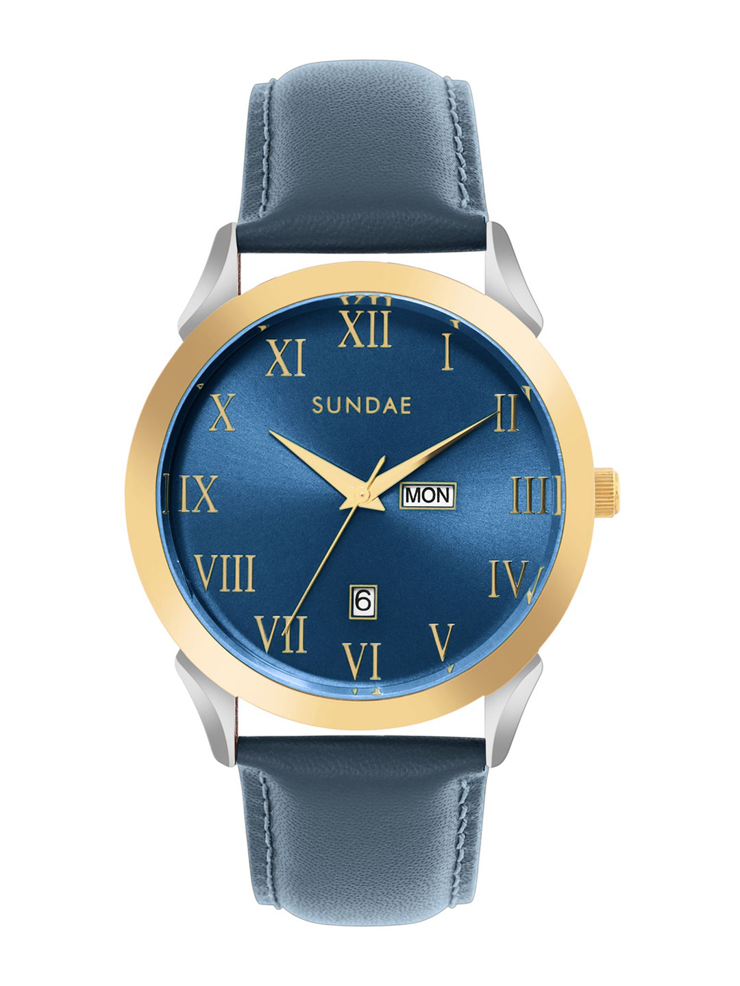 SUNDAE Men Brass Dial & Leather Straps Analogue Watch 788904 M-25 IGP T.T.17