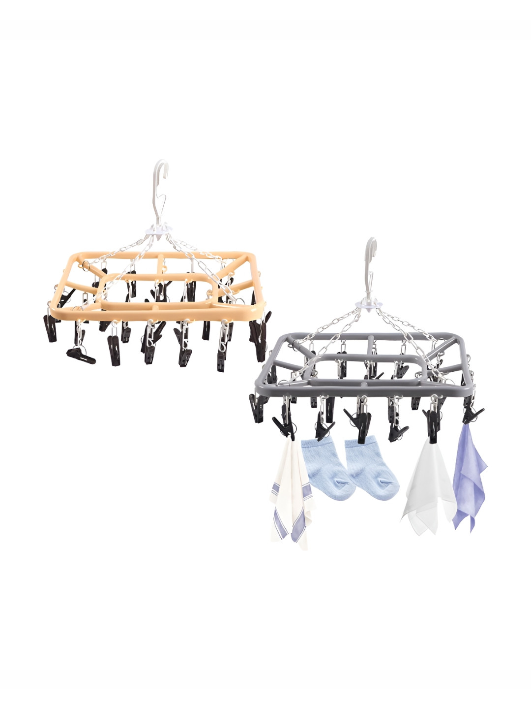 Aura 2-Pcs Cream & Black Coloured Drying Clothes Hanger
