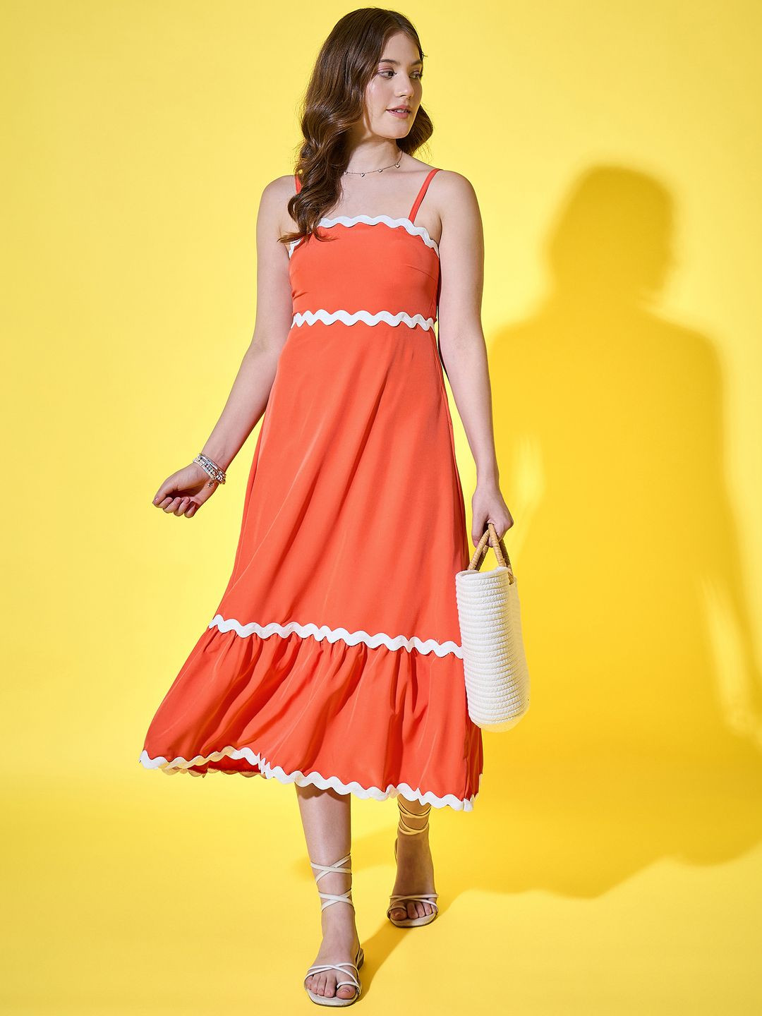 BUY NEW TREND Women Ruffled A-Line Midi Dress