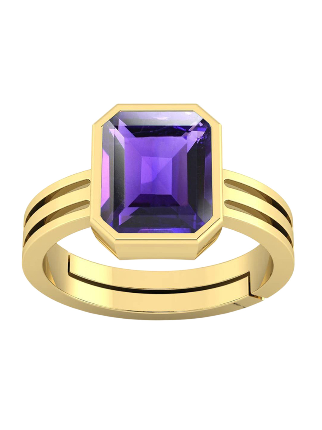 RSPR 11.25 Ratti Astrological Certified Amethyst Gemstone-Studded Adjustable Finger Ring