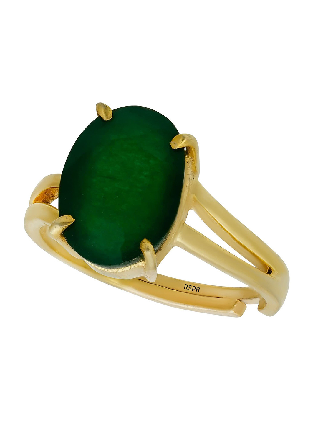 RSPR 8.25 Ratti 7.60 Carat Natural Panna Emerald Adjustable Ring With Lab Certificate Rin